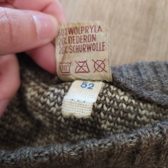 Vintage Brown Cream Fair Isle Brown Wool Blend Sweater Unisex M - Picture 6 of 8